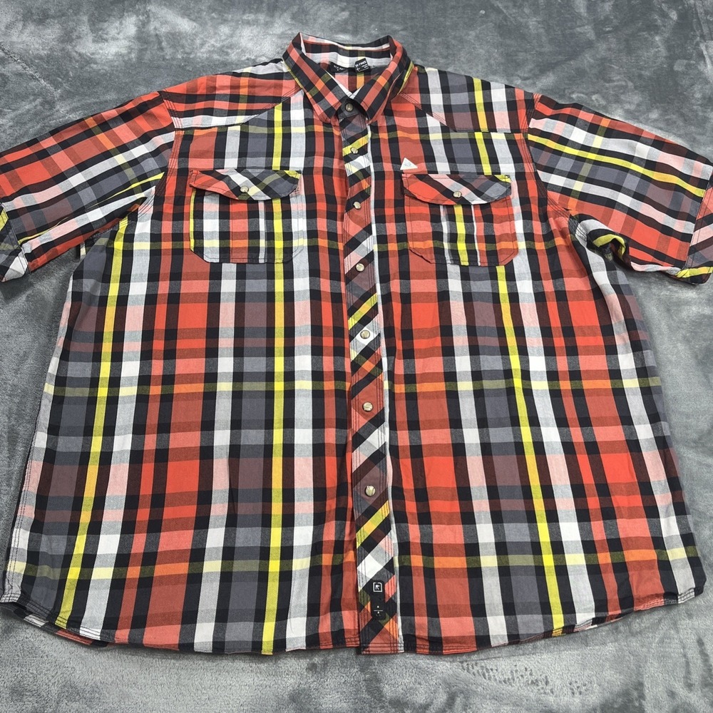 Roca Wear Shirt Mens 3XL Pearl Snap Plaid Embroidered Logo Hip Hop Street Wear